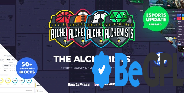 Alchemists v4.5.6 Sports, eSports & Gaming Club and News WP Theme GPL Download