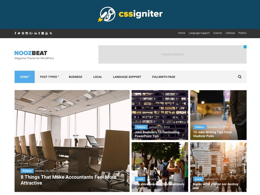 CSS Igniter Noozbeat WordPress Theme v1.3.3 GPL Download